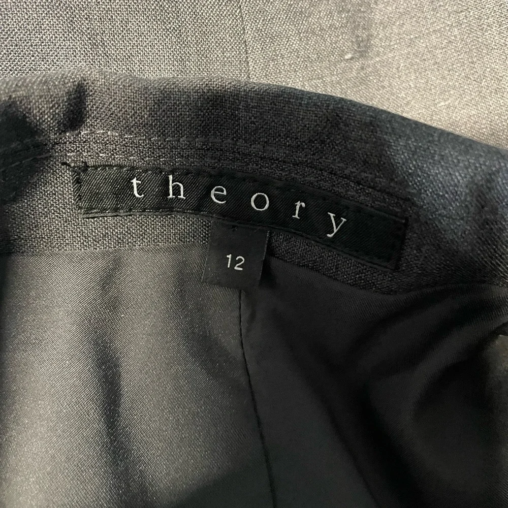 Theory blazer Gabe urban virgin wool jacket women’s size 12 gray career wear - Picture 3 of 5